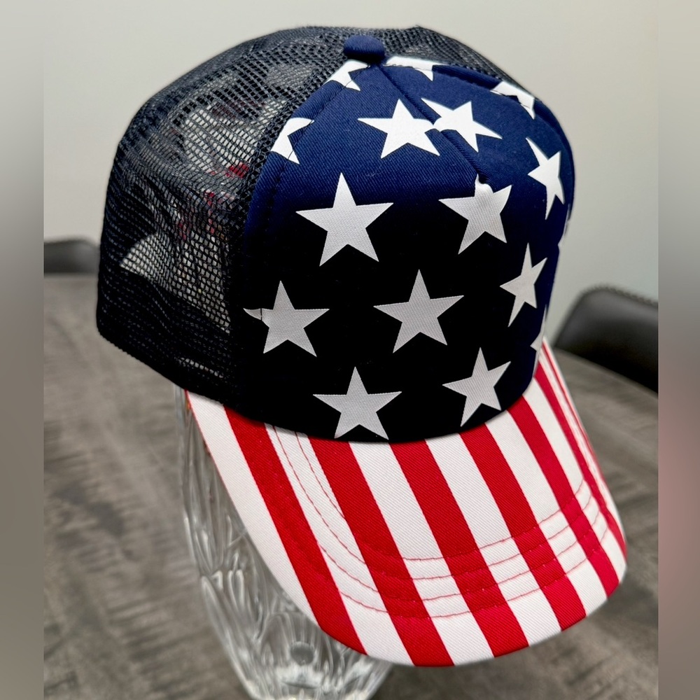 Blue and White Patriotic Baseball Hat with Stars